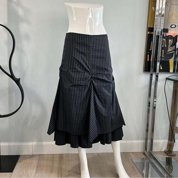 Dark Fairy Princess Pinstriped Steampunk Layered Midi Skirt - Picture 12 of 16